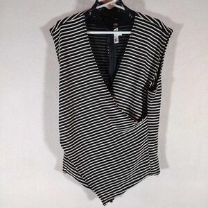 Women's Shirt By M Solo, Size Small, Black/grey/white Stripped